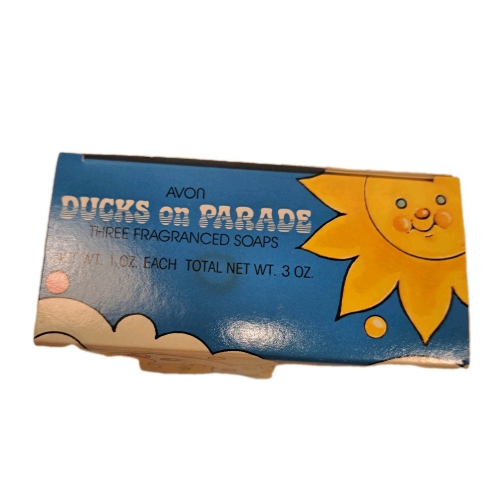 Vintage 1987 Avon Ducks On Parade Three Fragranced Soaps Yellow Animal Kids NOS!
